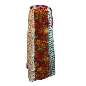 Boho Patchwork Wrap Skirt One Size Peasant Hippie Cottage Festival Fairy
